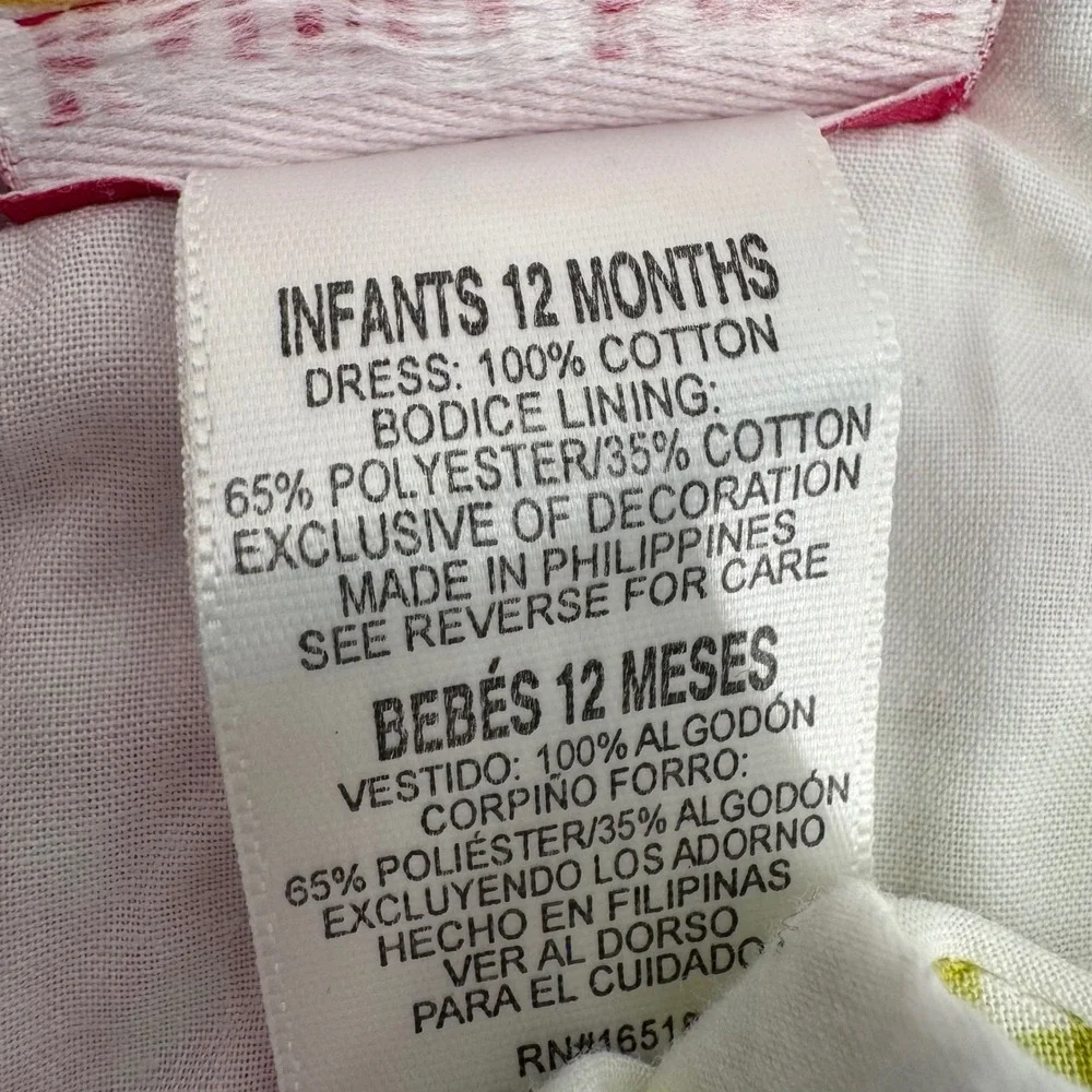 Kalula Kids Youngland Baby Girl Patchwork Floral Gingham Dress Size 12M Cotton